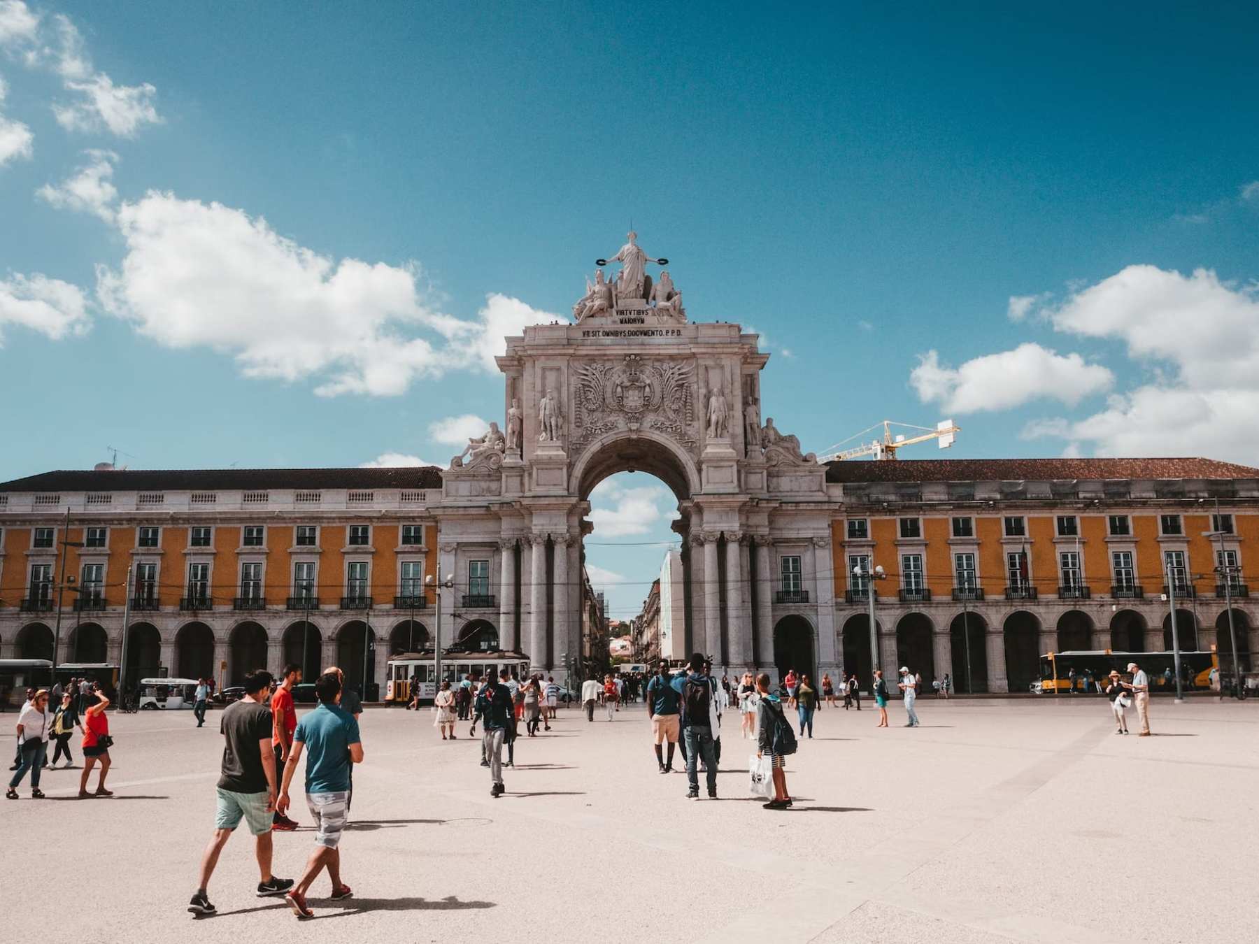 people at terreiro do paço in lisbon